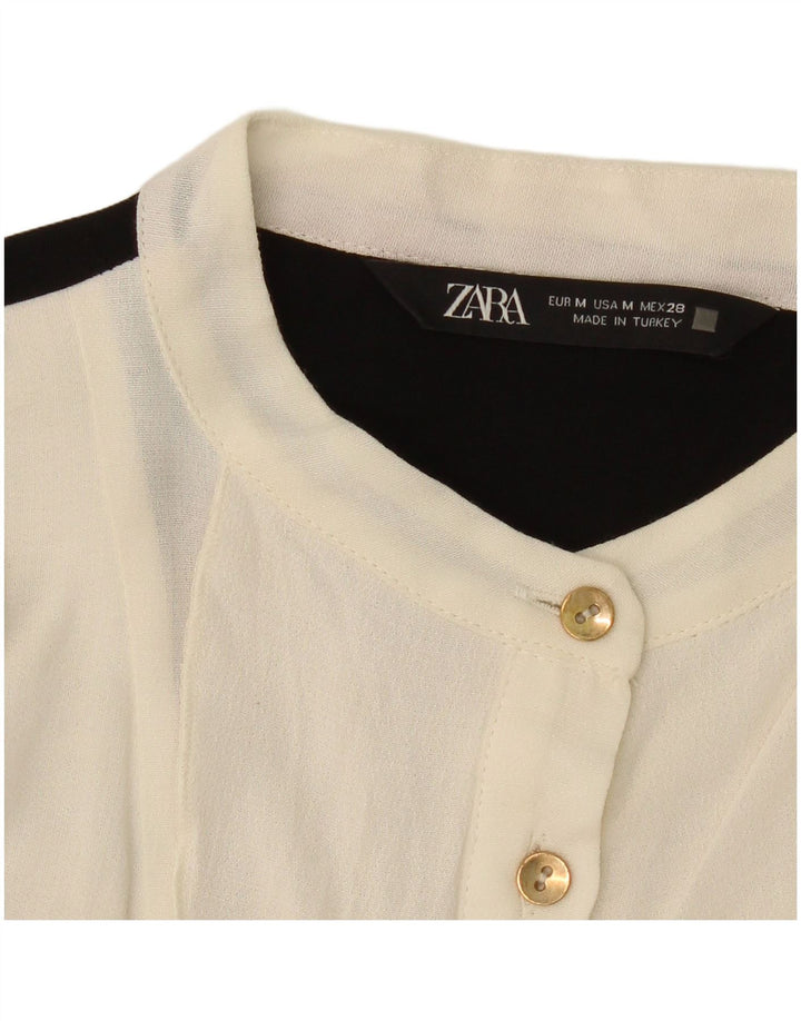 ZARA Womens Ruffle Front Shift Dress UK 14 Medium Black Colourblock