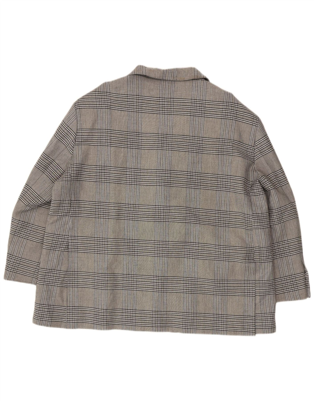 Damska marynarka oversize ZARA zapinana na 2 guziki UK 18 XL, szara wiskoza w kratę