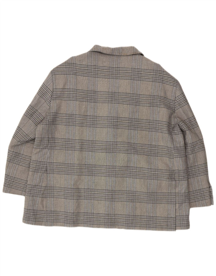 Damska marynarka oversize ZARA zapinana na 2 guziki UK 18 XL, szara wiskoza w kratę
