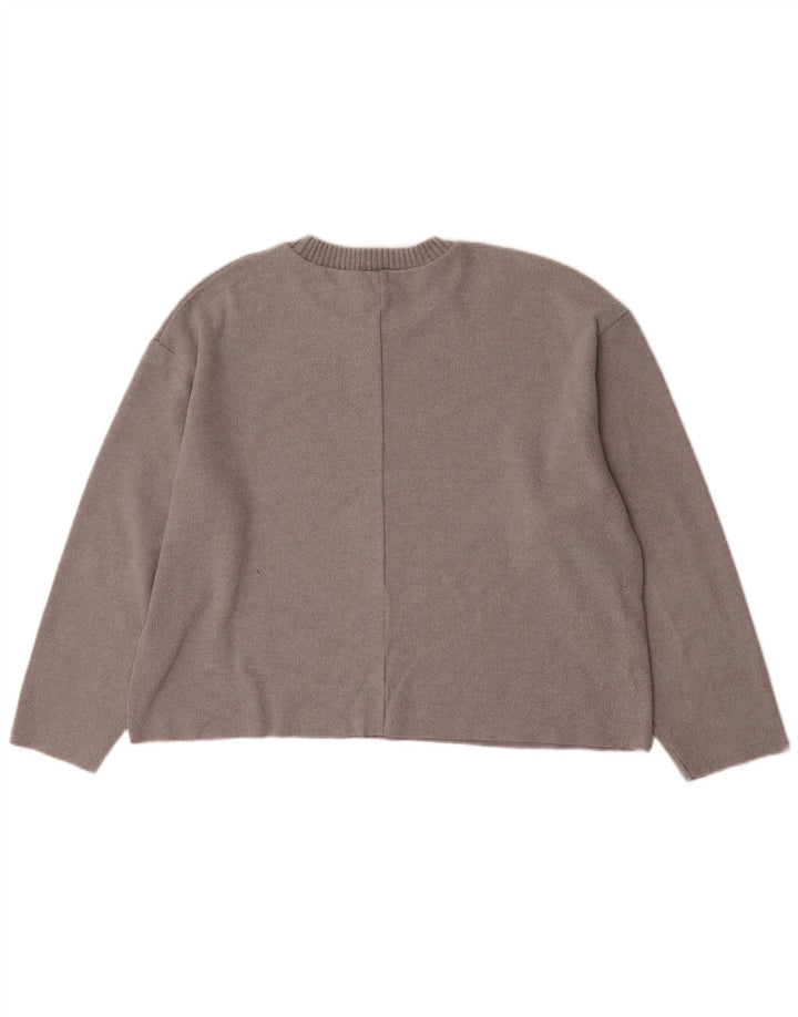 Damski sweter oversize z okrągłym dekoltem Zara UK 14, duży, szary