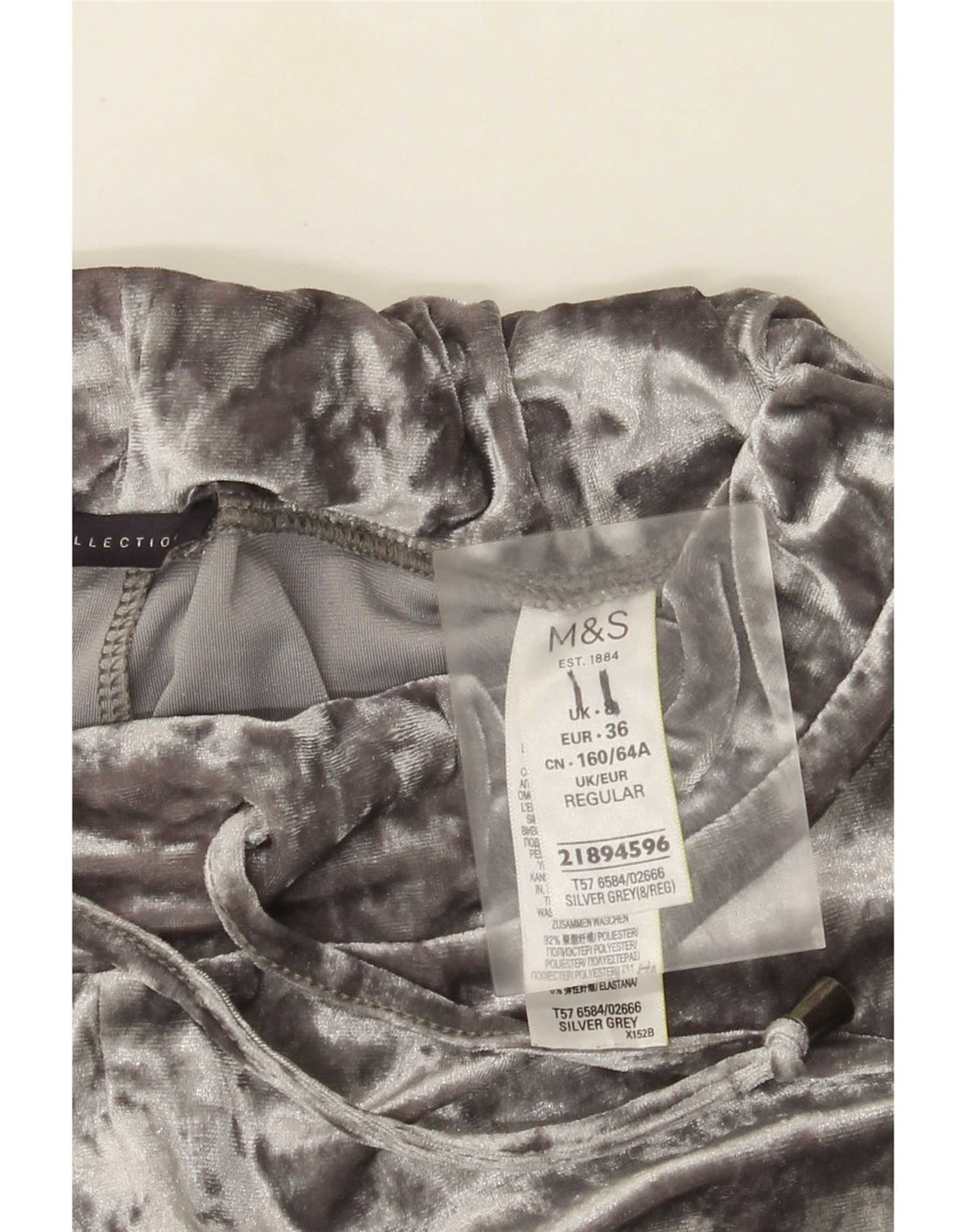 Marks & Spencer Damskie welurowe spodnie dresowe Joggers UK 8 Small Grey