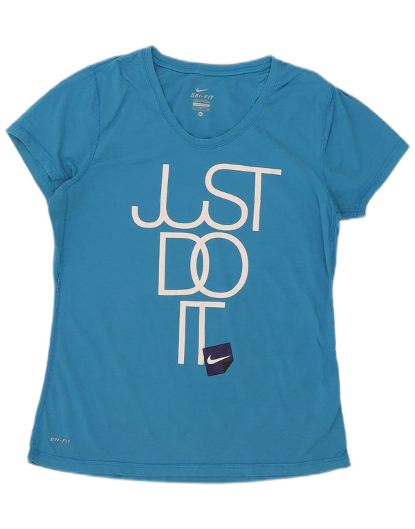 Damska koszulka Nike Dri Fit Graphic Top UK 18 XL, niebieska, bawełniana