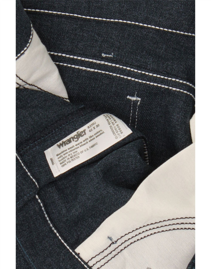 WRANGLER Mens Straight Casual Trousers W42 L30 Navy Blue Polyester Vintage Wrangler and Second-Hand Wrangler from Messina Hembry 