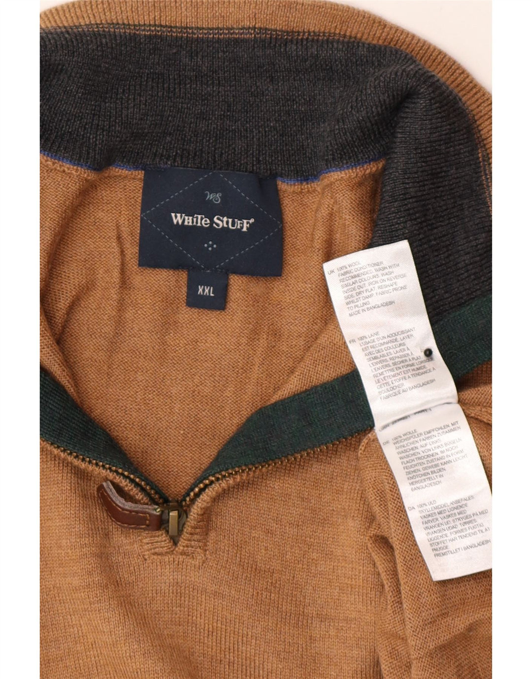 Męski sweter zapinany na zamek White Stuff 2XL Brązowa wełna