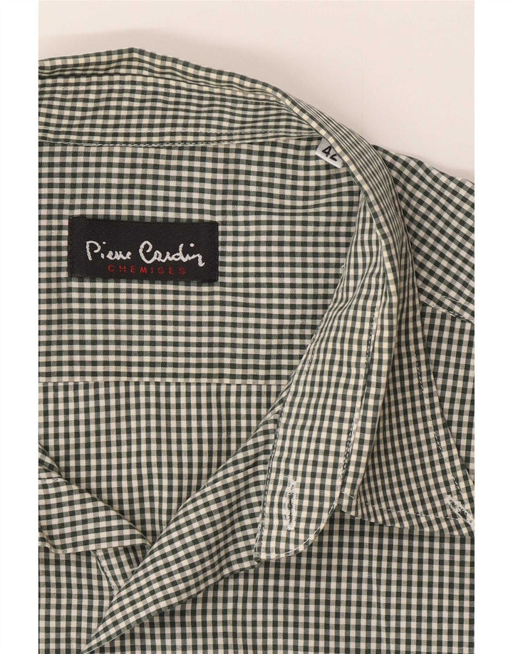 Męska koszula z krótkim rękawem Pierre Cardin, rozmiar 42, duża, zielona kratka