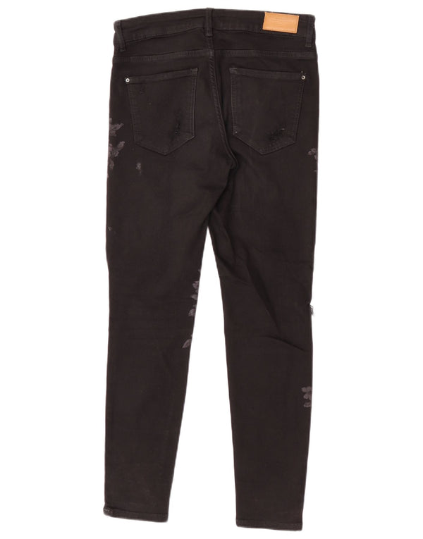 Damskie jeansy skinny z grafiką w trudnej sytuacji Zara EU 36 XS W26 L26 Czarne kwiatowe