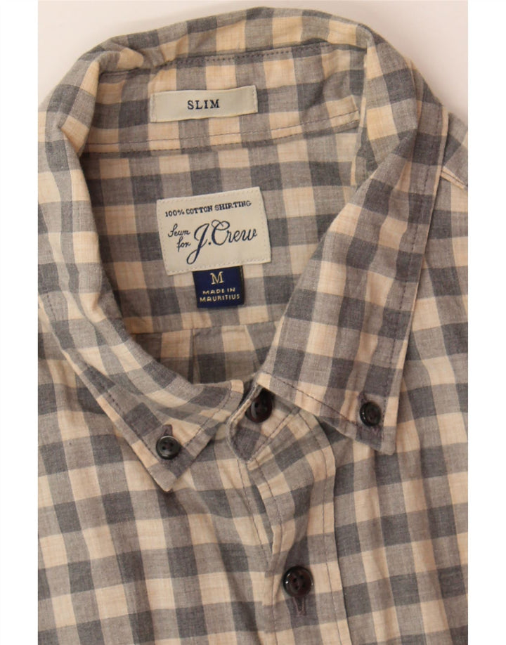 J. CREW Mens Slim Shirt Medium Beige Gingham Cotton Vintage J. Crew and Second-Hand J. Crew from Messina Hembry 