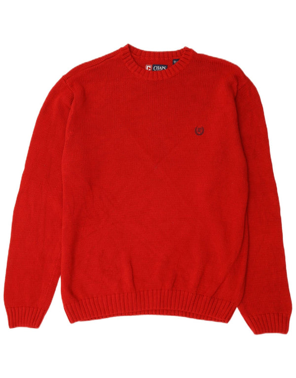 Chaps Mens Crew Neck Jumper Sweater Large Red Cotton