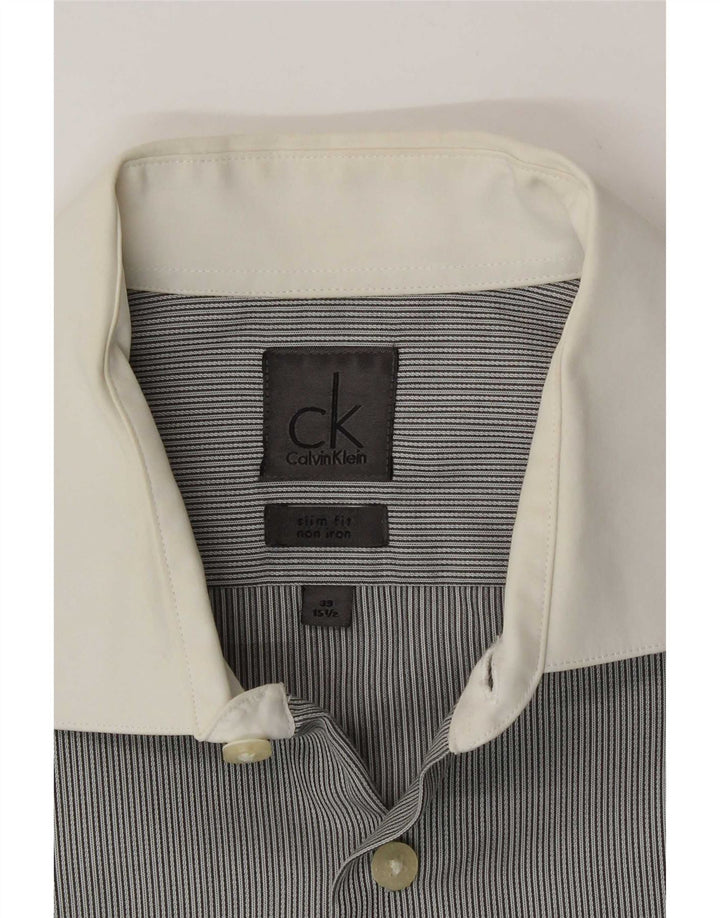 Męska koszula wizytowa Calvin Klein rozmiar 39 15 1/2 w średnie szare prążki