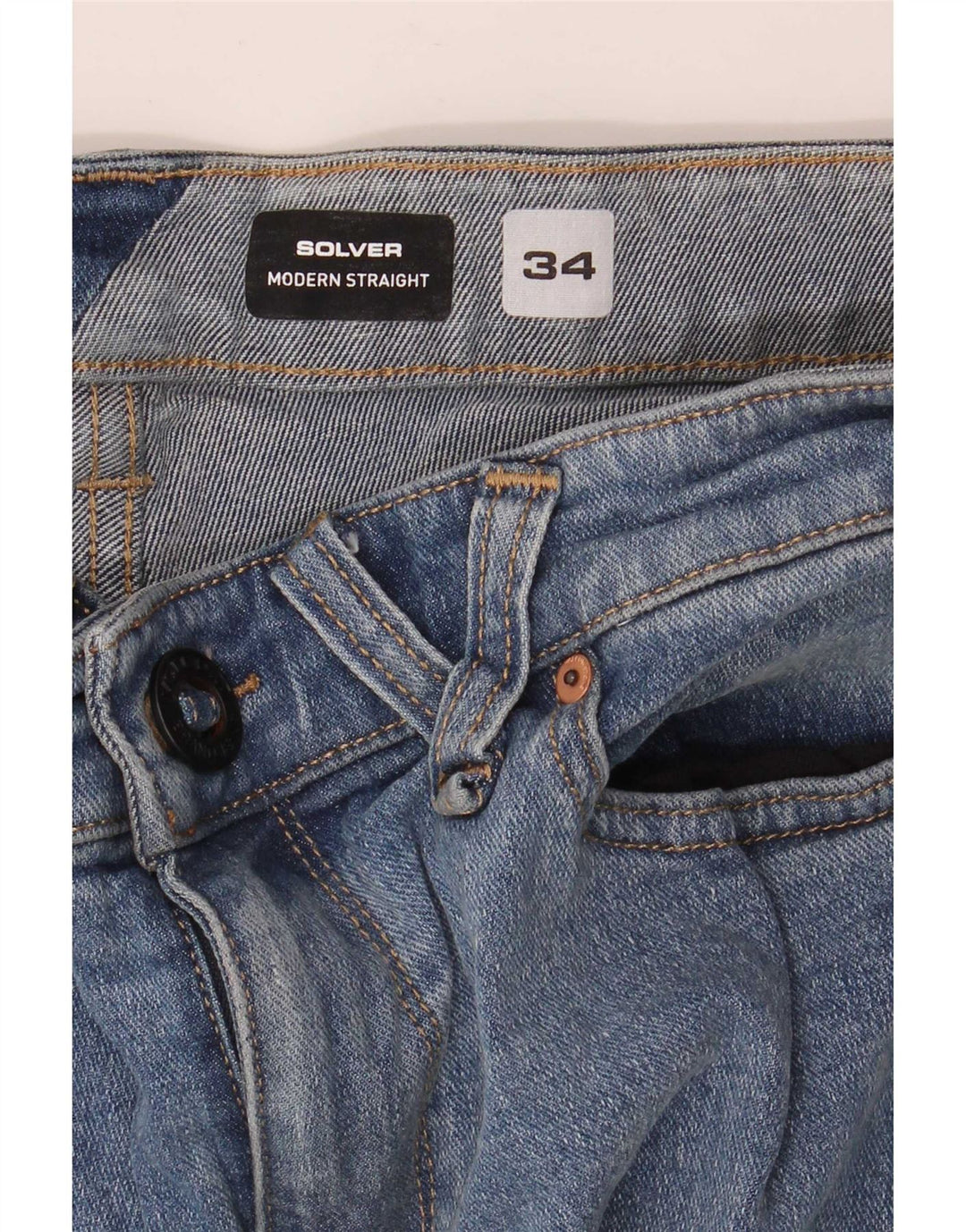 Męskie dżinsy Volcom Solver Straight W34 L31 Niebieskie bawełniane