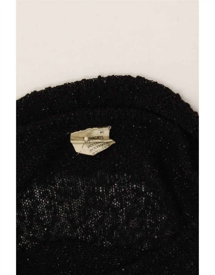 VINTAGE Womens Boat Neck Jumper Sweater EU 40 Medium Black Polyacrylic Vintage Vintage and Second-Hand Vintage from Messina Hembry 