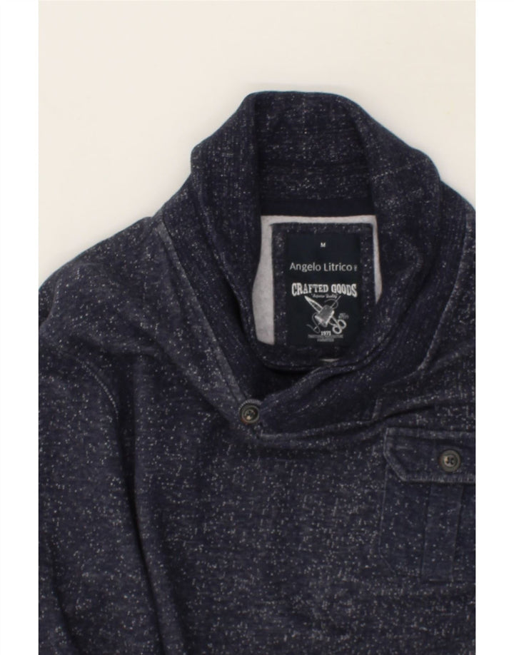 ANGELO LITRICO Mens Shawl Neck Sweatshirt Jumper Medium Navy Blue Flecked Vintage Angelo Litrico and Second-Hand Angelo Litrico from Messina Hembry 