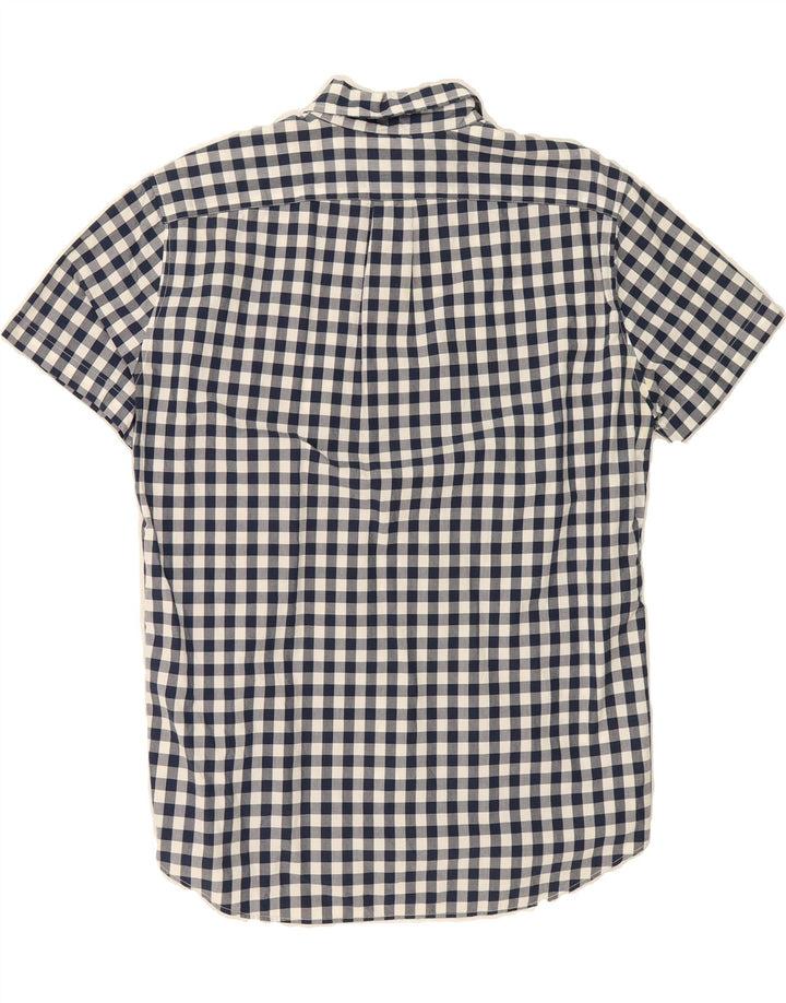 J. CREW Mens Classic Fit Short Sleeve Shirt Medium Navy Blue Gingham Vintage J. Crew and Second-Hand J. Crew from Messina Hembry 
