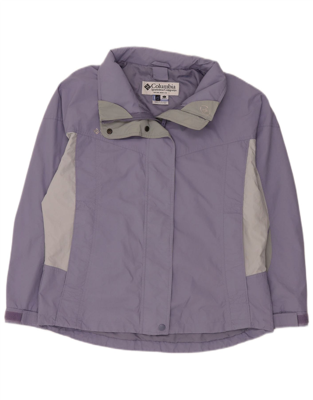 Damska kurtka przeciwdeszczowa COLUMBIA Interchange UK 16, duży fioletowy blok kolorów