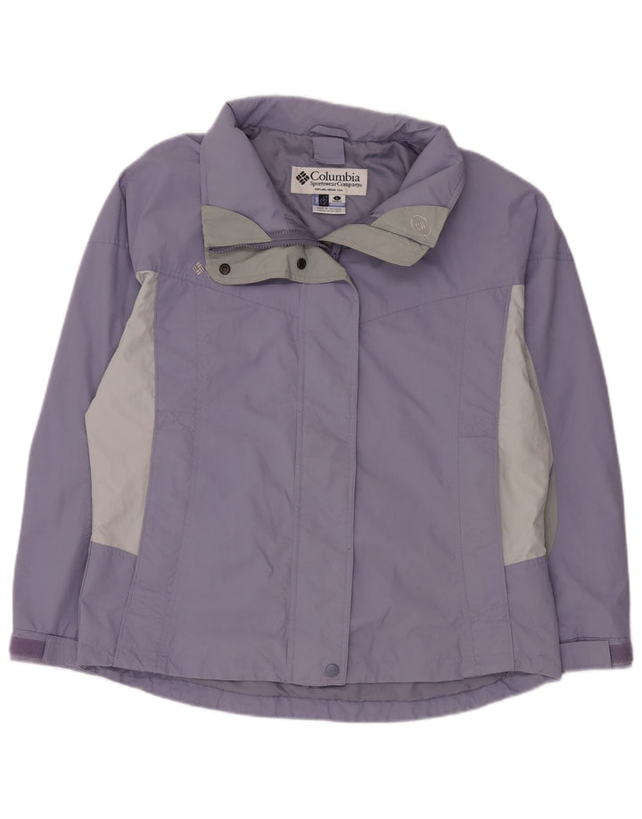 Damska kurtka przeciwdeszczowa COLUMBIA Interchange UK 16, duży fioletowy blok kolorów
