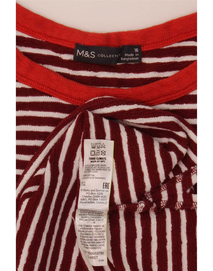 Marks & Spencer Damski top z długim rękawem, UK 16, duży, bawełniany w czerwone paski
