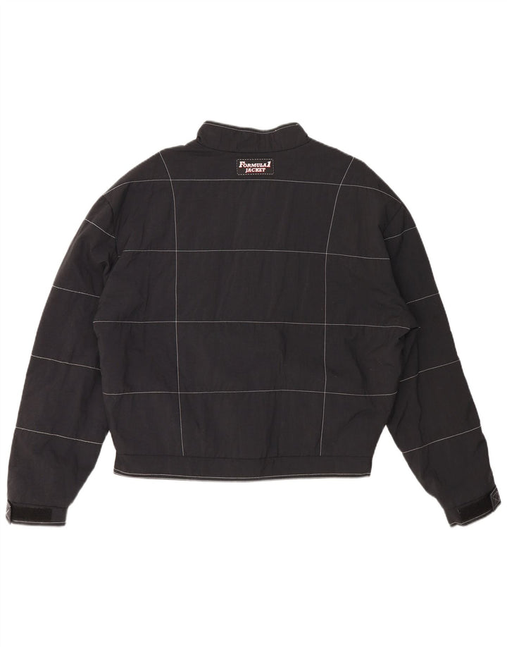 Męska kurtka wyścigowa Formuły 1 z grafiką UK 42 XL, nylon w czarną kratkę