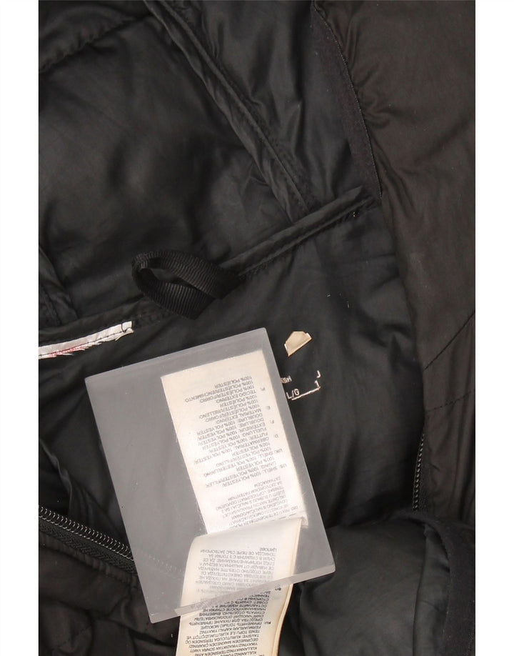 Damska ocieplana kurtka z kapturem ADIDAS UK 16, duży, czarny poliester z blokami kolorów