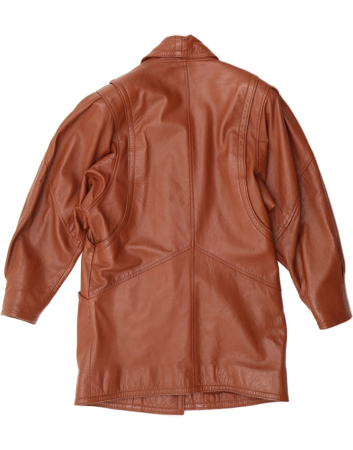 VINTAGE Womens Leather Coat UK 10 Small Brown Vintage Vintage and Second-Hand Vintage from Messina Hembry 