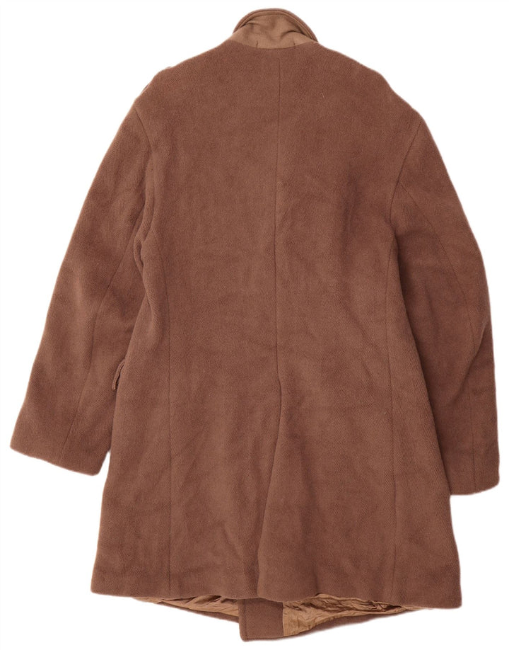 VINTAGE Womens Double Breasted Overcoat UK 16 Large Brown