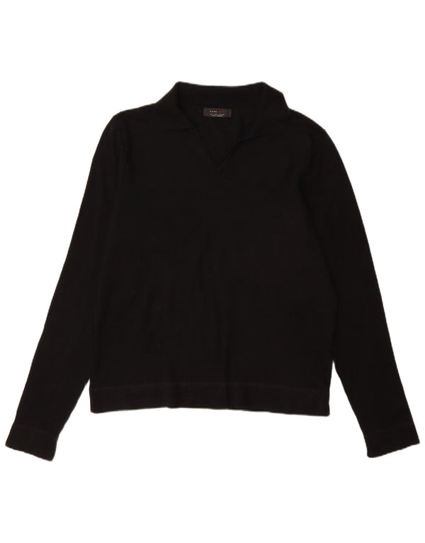 ZARA Mens Polo Neck Jumper Sweater Large Black