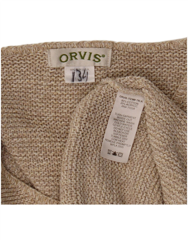 ORVIS Damski sweter z dekoltem w kształcie litery V, UK 10, mały, beżowy, bawełniany
