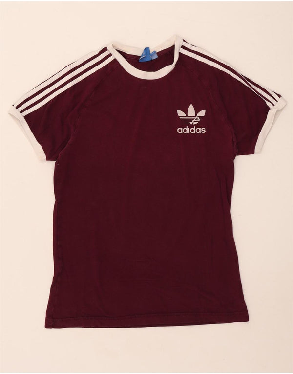Adidas Womens T-Shirt Top UK 12 Medium Burgundy Cotton