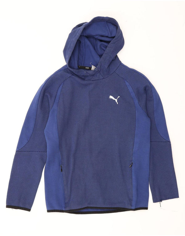 Chłopięcy sweter z kapturem Puma 11-12 lat, bawełniany w niebieskie cętki