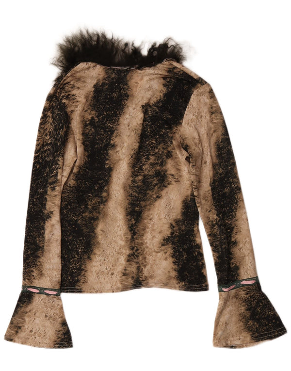 Damski top Avant z długim rękawem, UK 6 XS, brązowy poliester z nadrukiem zwierzęcym