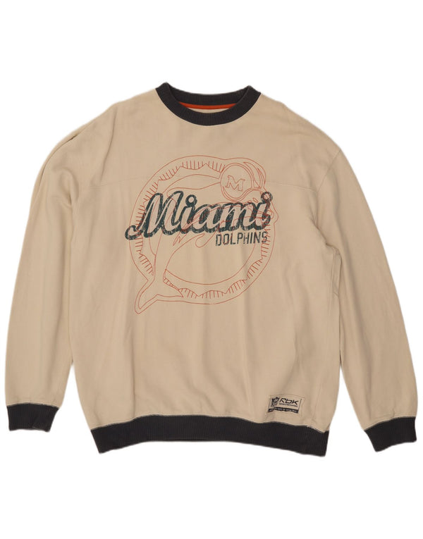 Męski sweter REEBOK Miami Dolphins, duży, w kolorze złamanej bieli