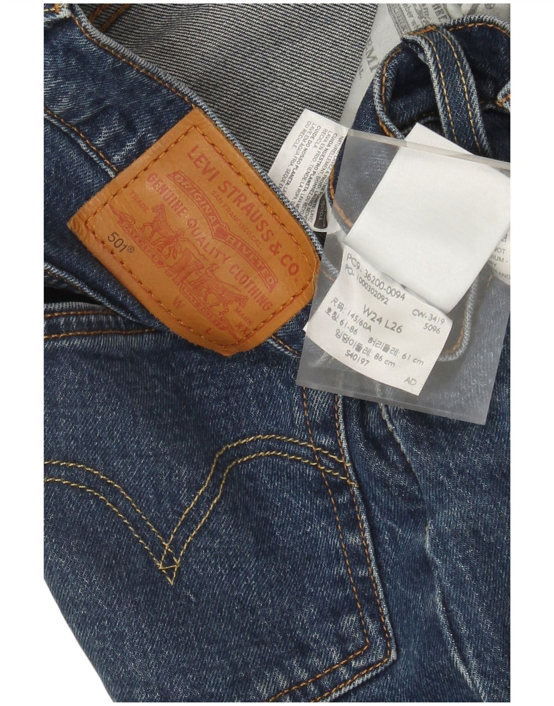 Damskie dżinsy Levi's 501 Straight W24 L26 Niebieskie bawełniane