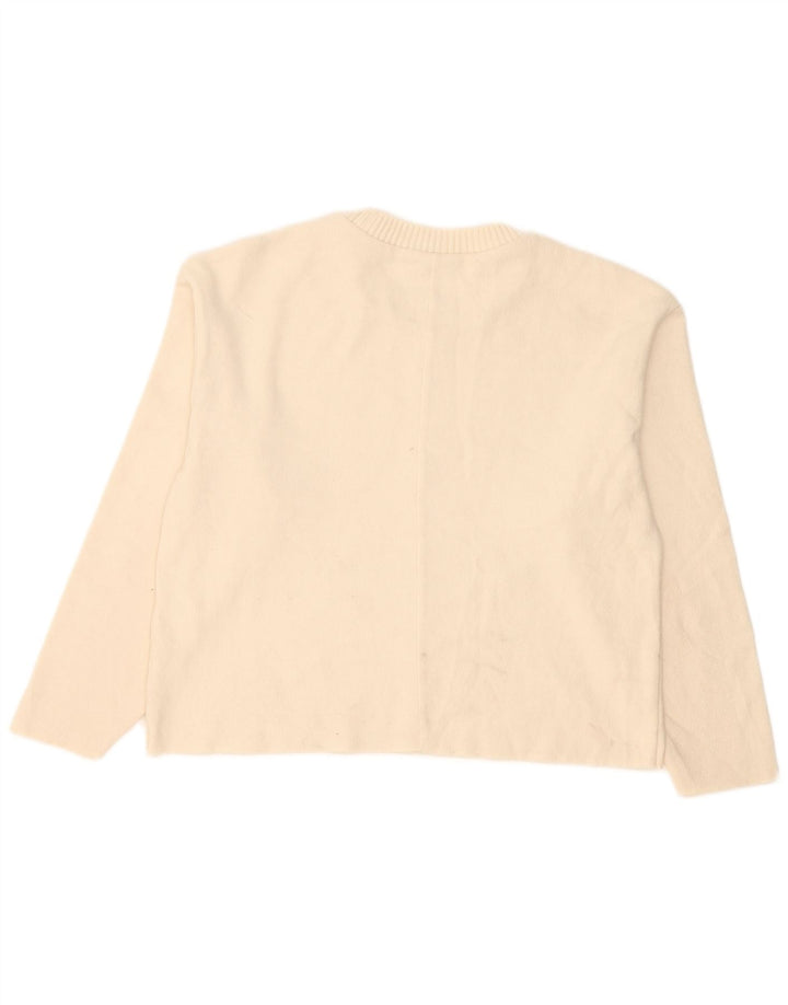 Damski sweter oversize Zara z okrągłym dekoltem UK 10, mały w kolorze złamanej bieli