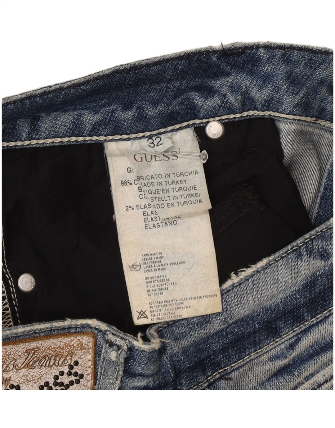 Guess Damskie Proste Dżinsy W32 L27 Niebieskie Bawełniane