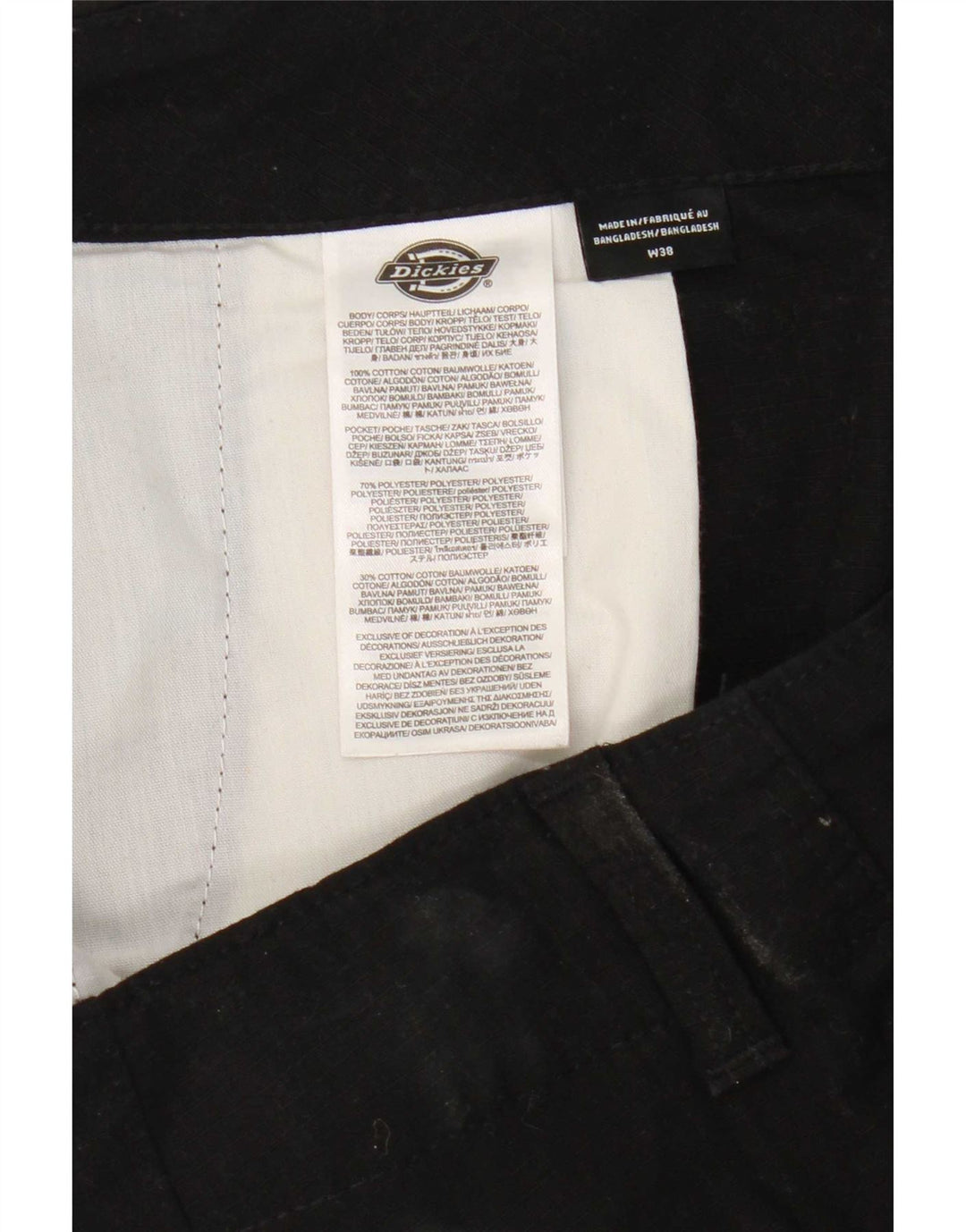 Męskie spodnie cargo Dickies W38 L32, czarne, bawełniane