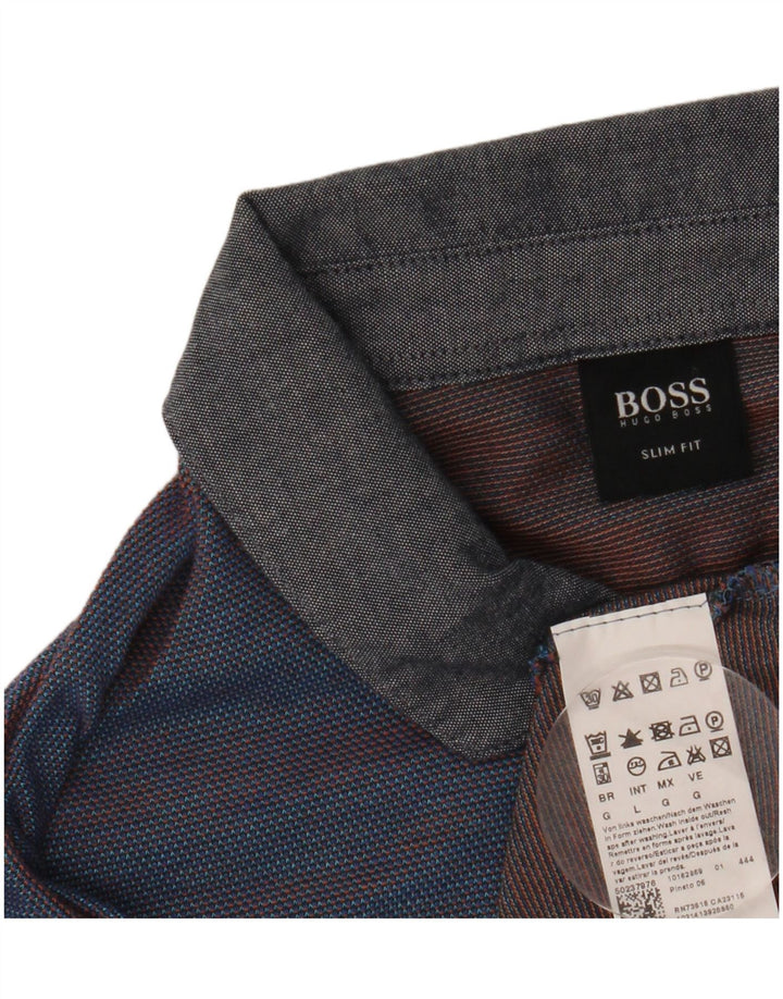 Męska koszulka polo Slim Fit Hugo Boss, duża, bawełniana w granatowe prążki