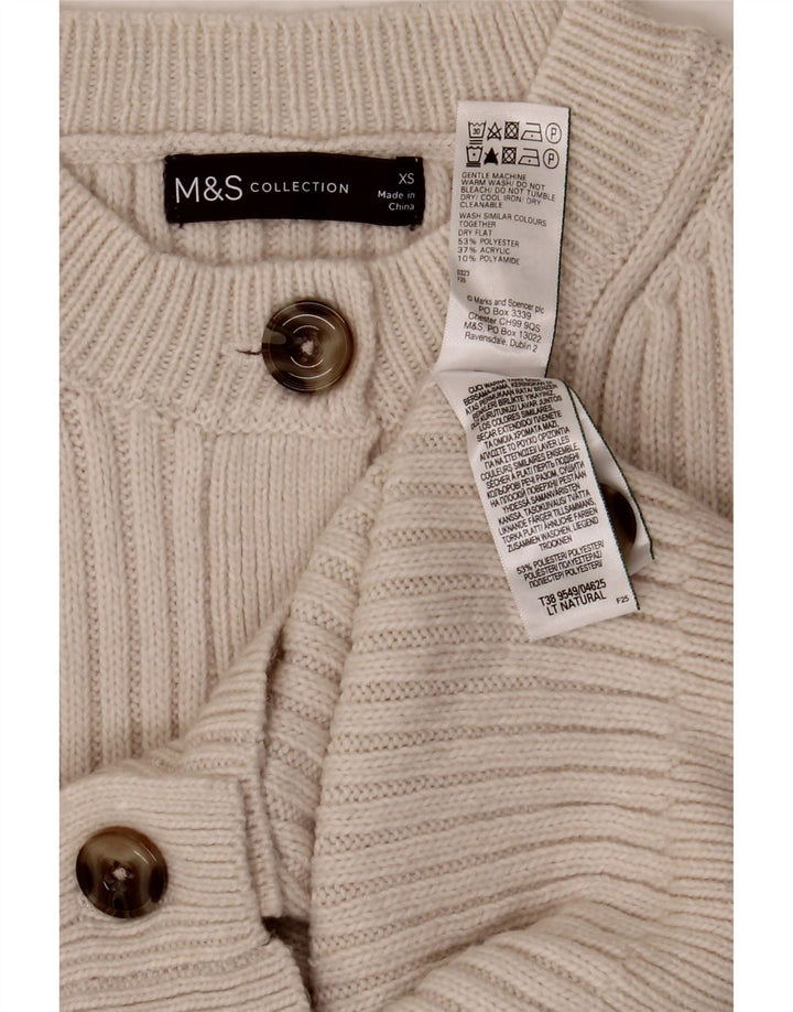 Marks & Spencer Damski sweter kardigan UK 6 XS Biały poliester