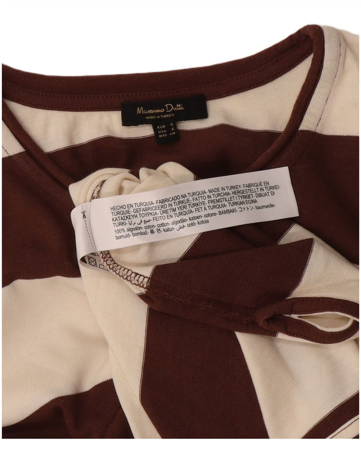 Męski top Massimo Dutti z długim rękawem, w małe brązowe paski, bawełniany