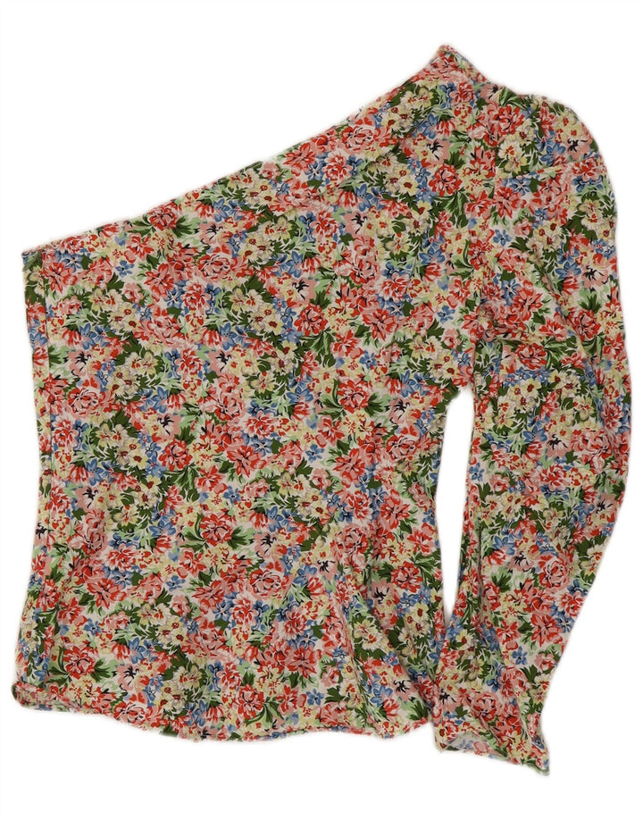 Damski top na jedno ramię ZARA UK 8, mały, wielokolorowy, bawełniany w kwiaty