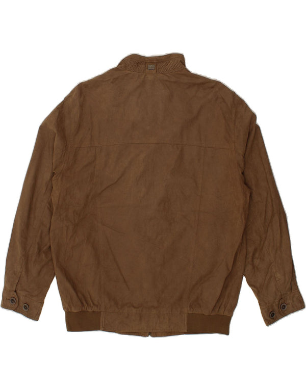PIERRE CARDIN Mens Bomber Jacket IT 56 3XL Brown Polyamide