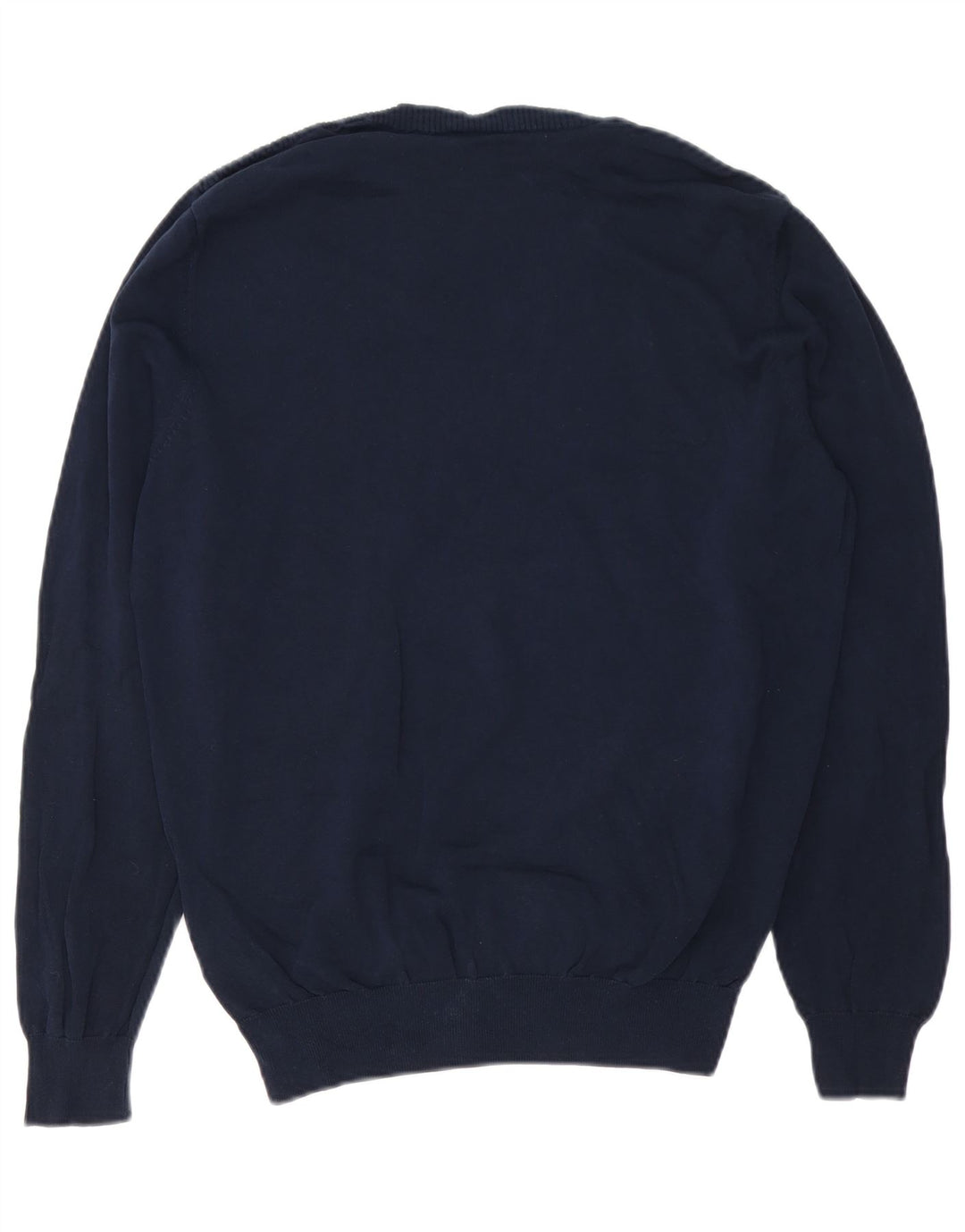 Męski sweter z okrągłym dekoltem Massimo Dutti, średni granatowy, bawełniany