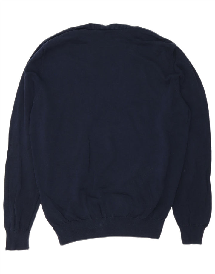 Męski sweter z okrągłym dekoltem Massimo Dutti, średni granatowy, bawełniany