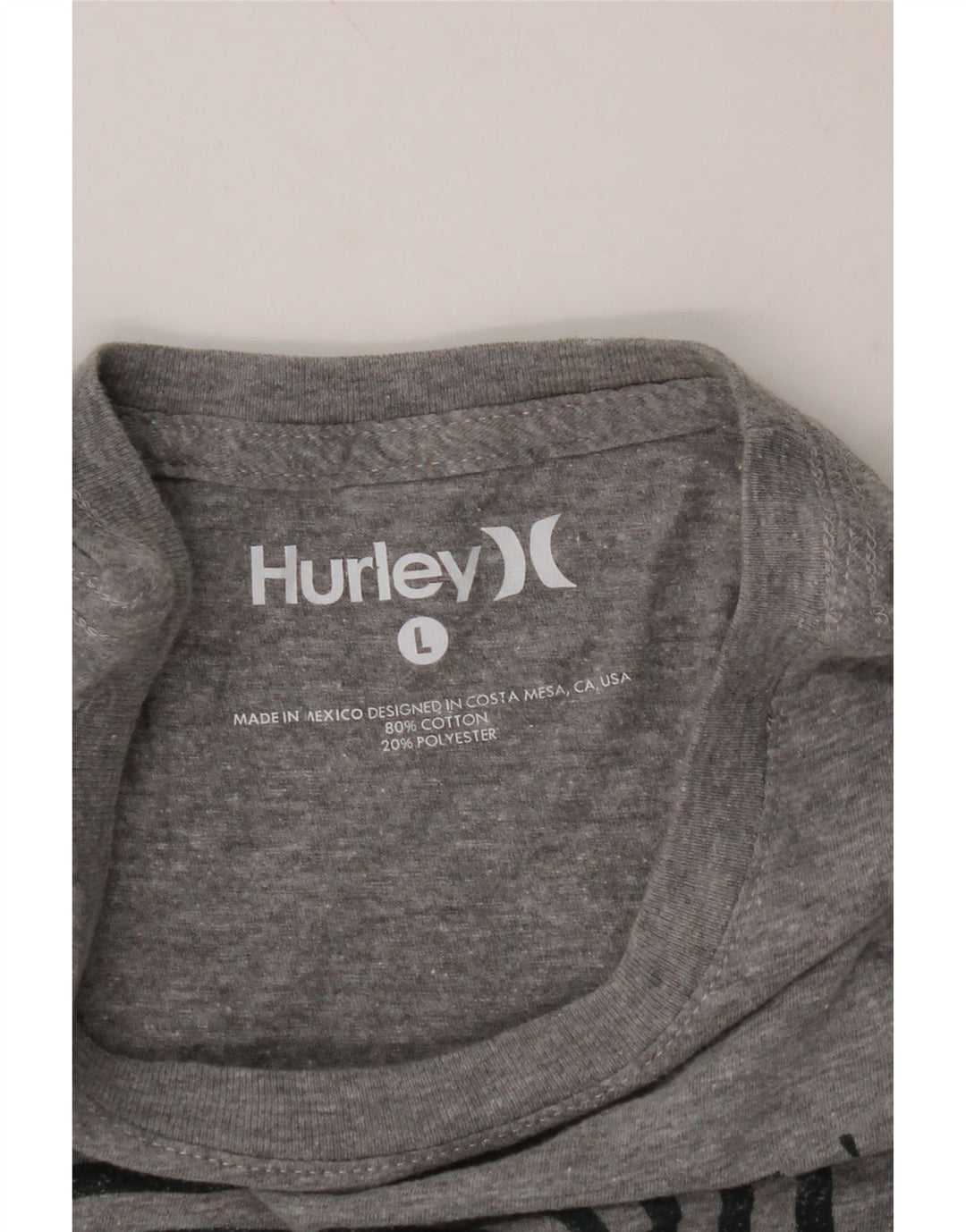 HURLEY Mens Graphic T-Shirt Top Large Grey Cotton Vintage Hurley and Second-Hand Hurley from Messina Hembry 