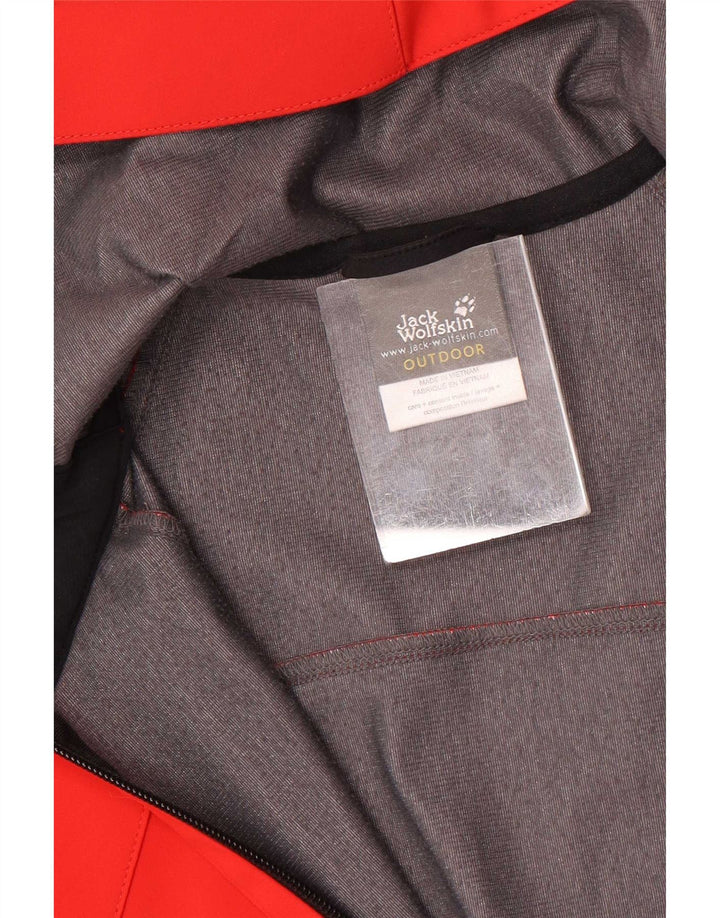 Męska kurtka przeciwdeszczowa Jack Wolfskin z kapturem UK 36/38 w kolorze średniej czerwieni