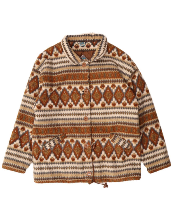 Damska kurtka bomberka oversize VINTAGE UK 14 Średni brąz Fair Isle