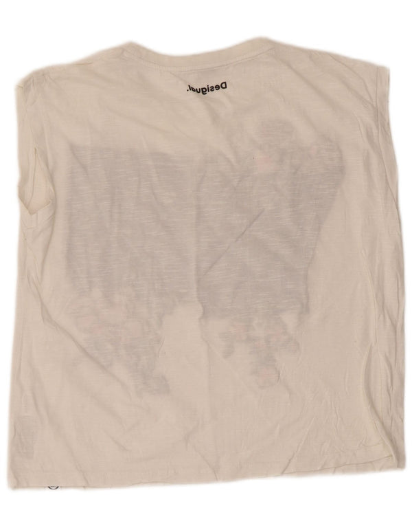 Damska koszulka oversize z grafiką Desigual UK 6 XS, biała bawełna