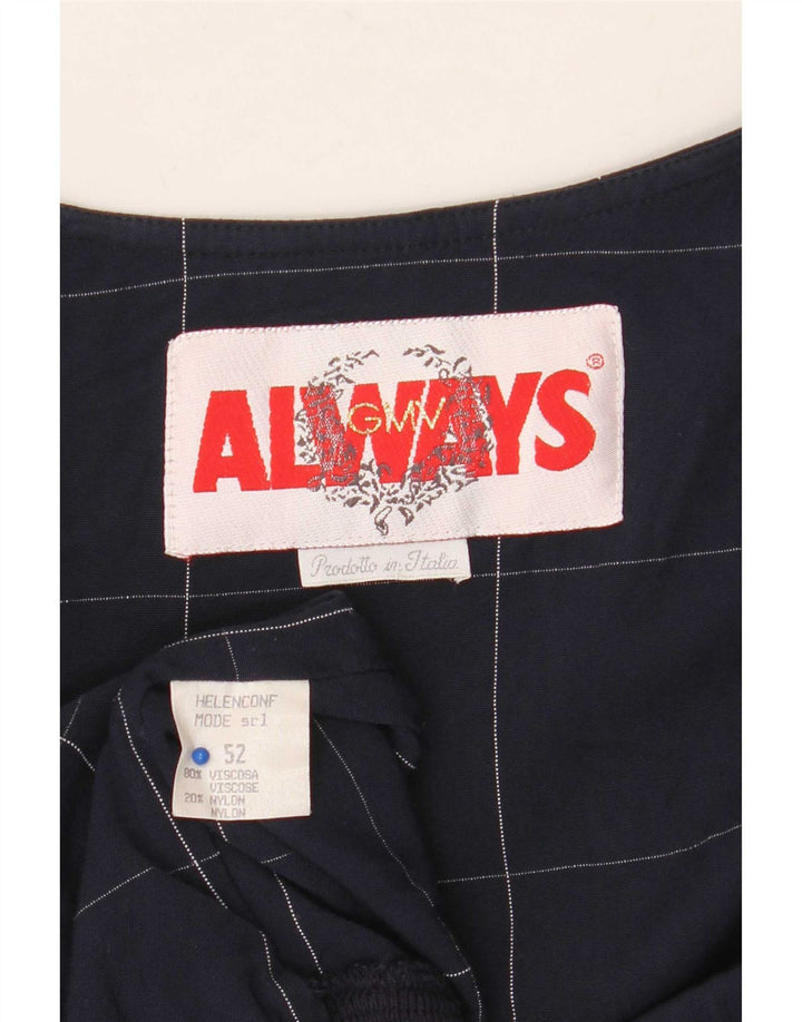 Damska kurtka Bomber Vintage IT 52 2XL Granatowa wiskoza w kratkę