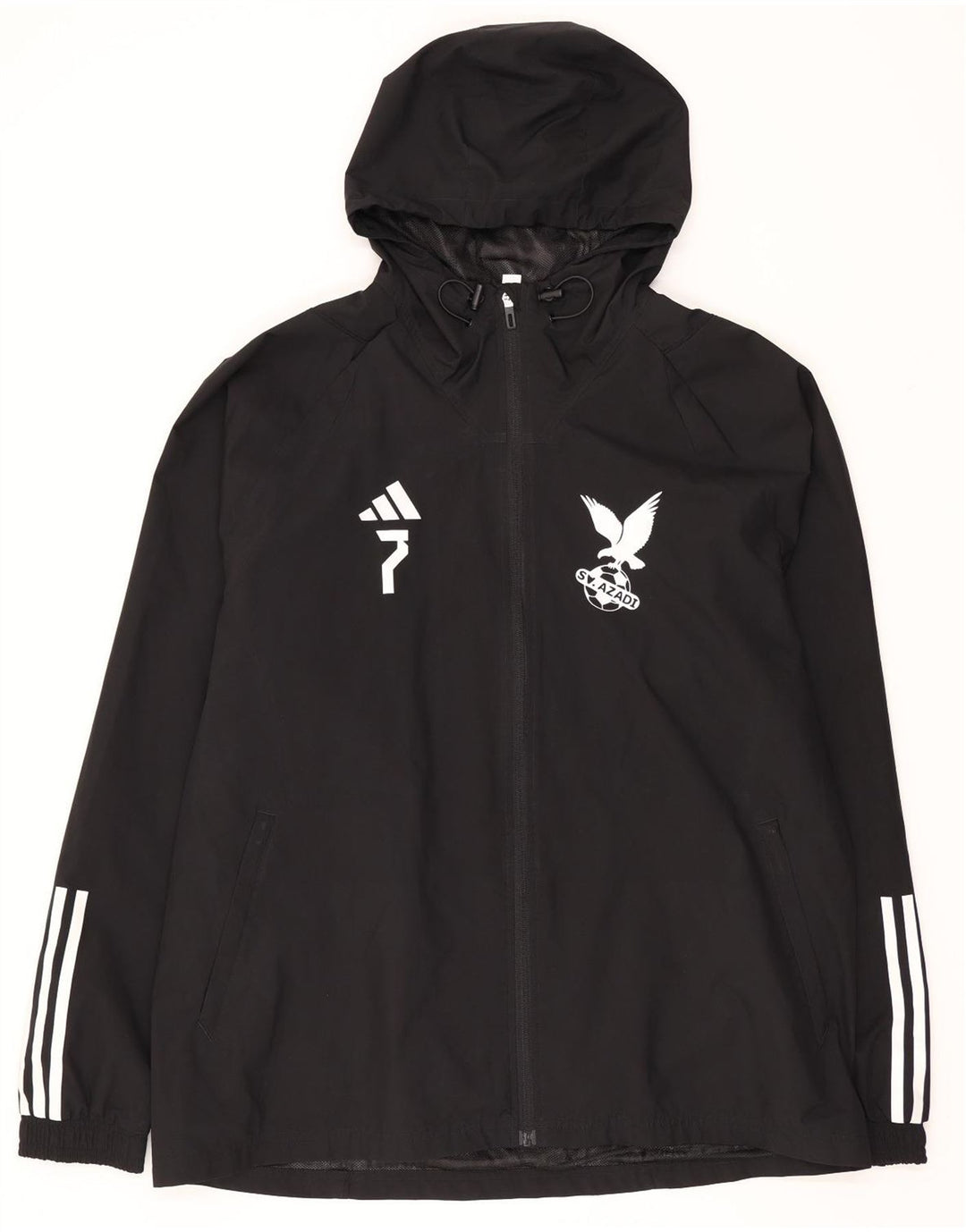 Męska kurtka przeciwdeszczowa Adidas z grafiką, UK 42 XL, czarny poliester