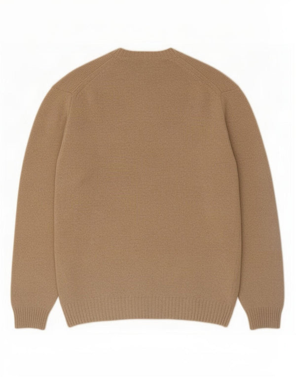 Męski sweter z okrągłym dekoltem Zara XL, beżowa wełna