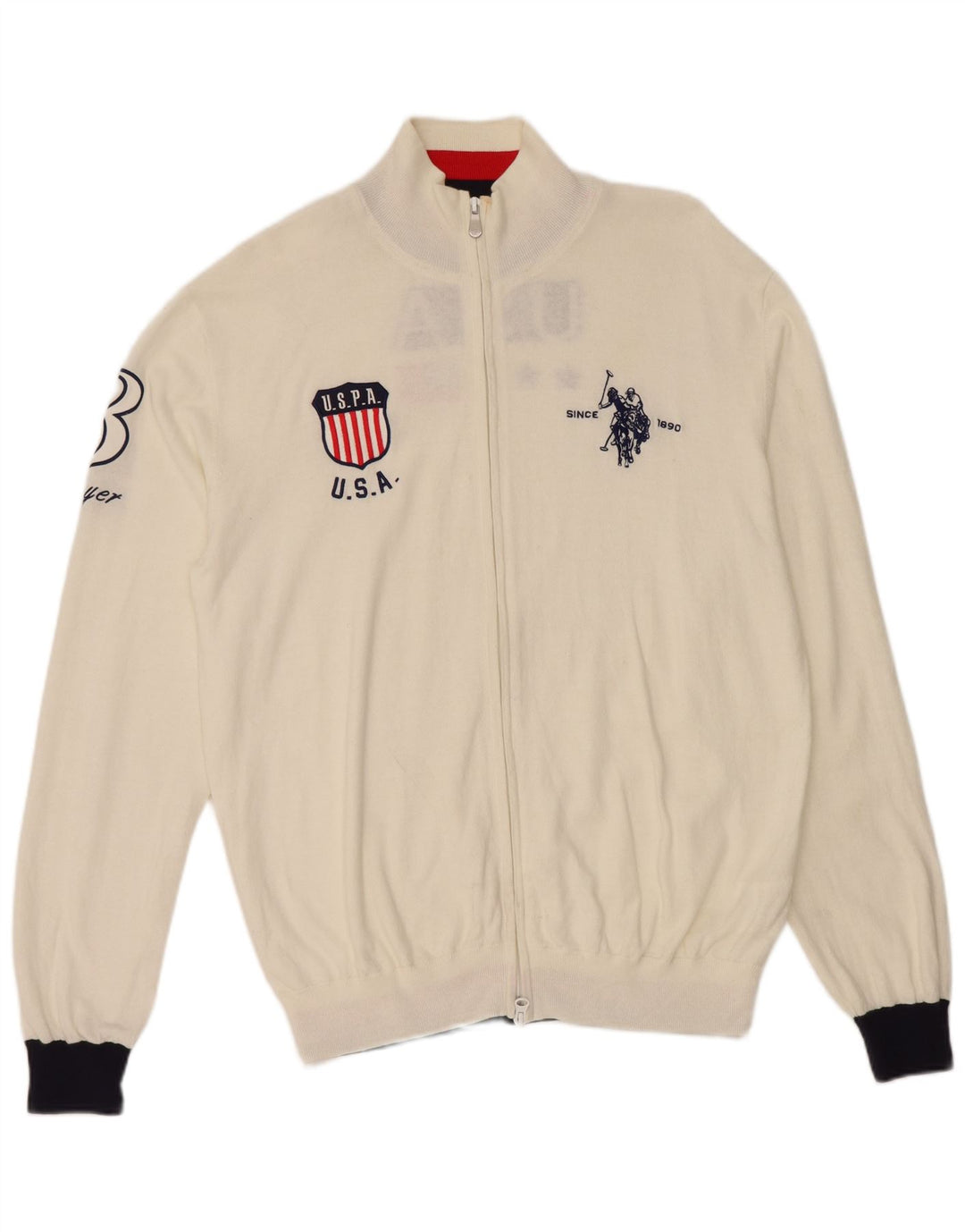 US POLO ASSN. Męski sweter z grafiką USA 2XL, biała bawełna