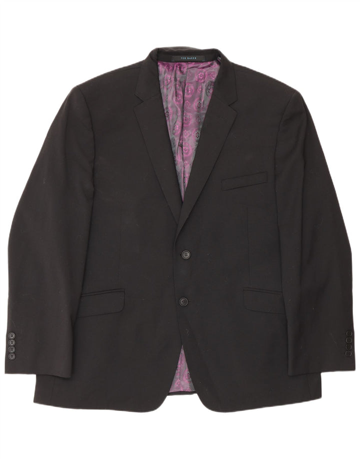 Ted Baker Męska marynarka slim fit zapinana na 2 guziki, UK 46 3XL, czarna wełna